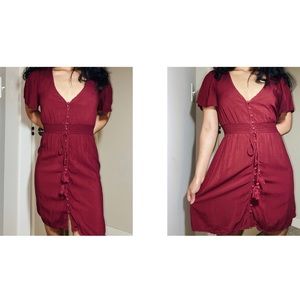 maroon peasant dress (size small)